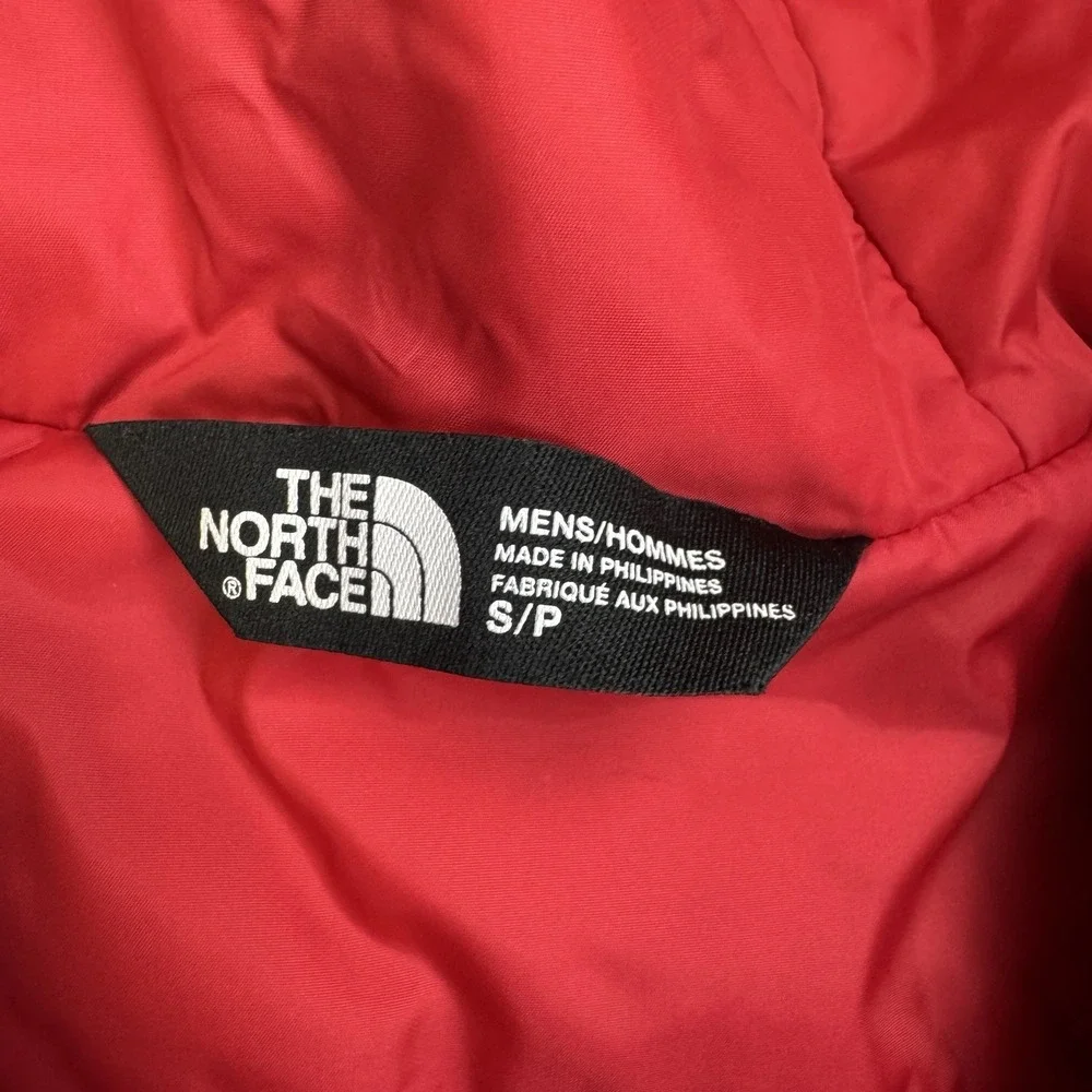 The North Face Gordon Lyons Insulated Hoodie Mens Small Gray Red Full Zip Jacket